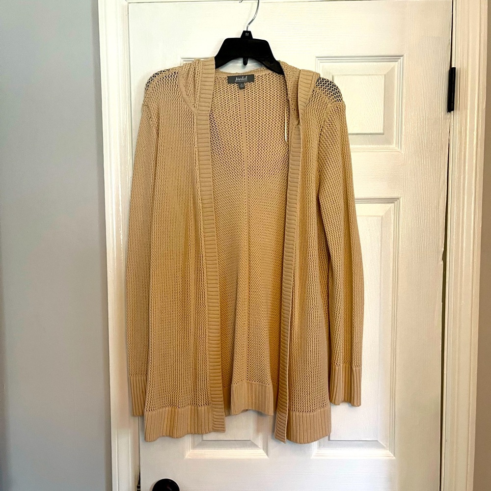 Cream Colored Cardigan with Hood